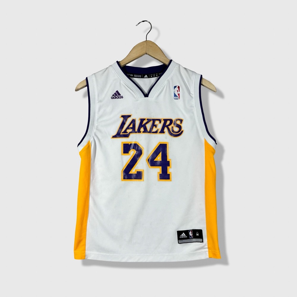 Adidas Kobe Bryant Lakers Jersey Kids M #24 White Basketball Sports Streetwear